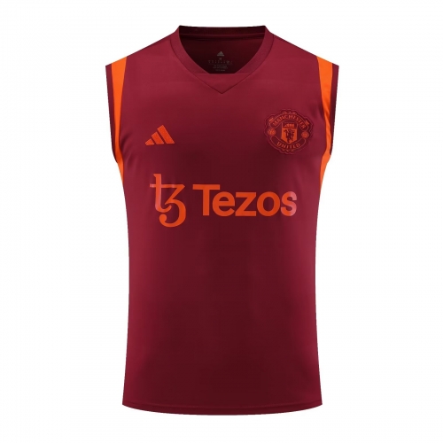 2023/24 Manchester United Maroon Thailand Soccer Training Vest-418