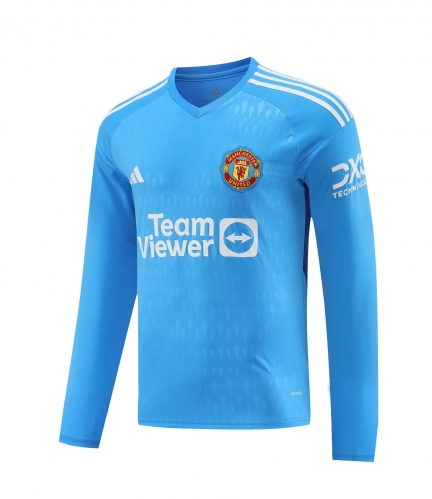 2023/24 Manchester United Goalkepeer Blue LS Thailand Soccer Jerseys-418