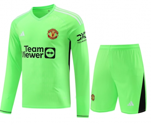 2023/24 Manchester United Goalkepeer Fluorescent green LS Thailand Soccer Uniform-418