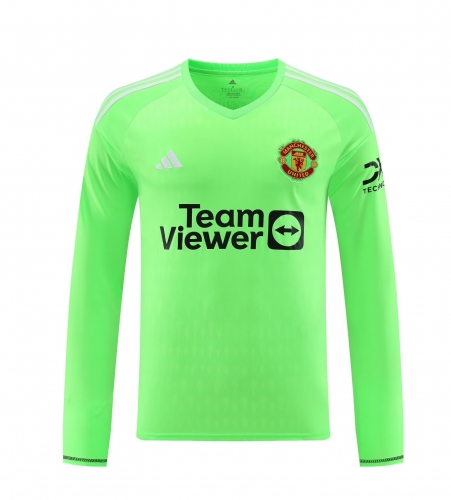 2023/24 Manchester United Goalkepeer Fluorescent green LS Thailand Soccer Jerseys-418