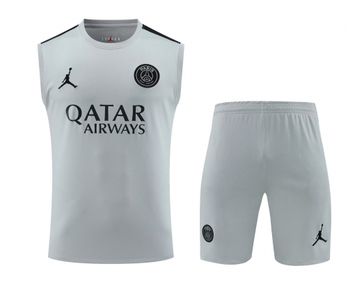 2023/24 Paris SG Gray Thailand Soccer Training Vest Uniform-418