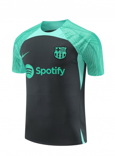 2023/24 Barcelona Black With Green Collar Thailand Soccer Training Jerseys-418