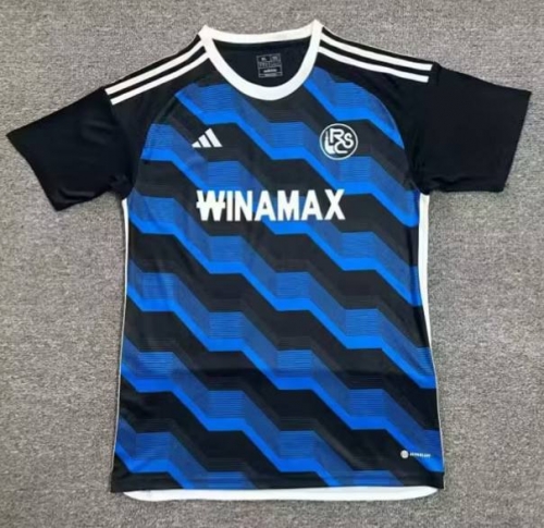 2023/24 RC Strasbourg Alsace 2nd Away Black & Blue Thailand Soccer Jersey AAA-1040
