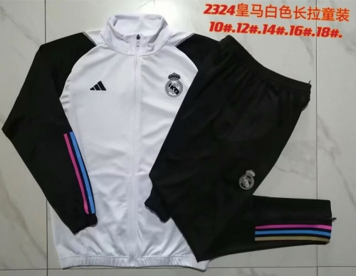 2023/24 Real Madrid White Youth/Kids Thailand Soccer Jacket Uniform-815