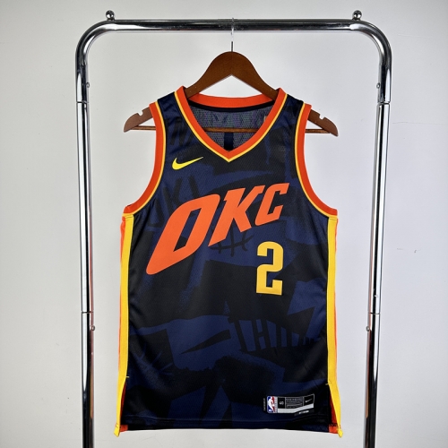 2024 City Version NBA Oklahoma City Thunder Blue & Black #2 Jersey-311