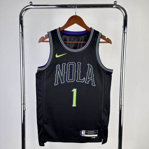 24 Season City Version NBA New Orleans Pelicans Black #1 Jersey-311