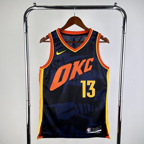 2024 City Version NBA Oklahoma City Thunder Blue & Black #13 Jersey-311