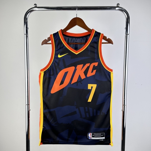 2024 City Version NBA Oklahoma City Thunder Blue & Black #7 Jersey-311