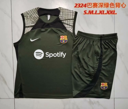 2023/24 Barcelona Dark Green Shorts-Sleeve Thailand Soccer Uniform-815