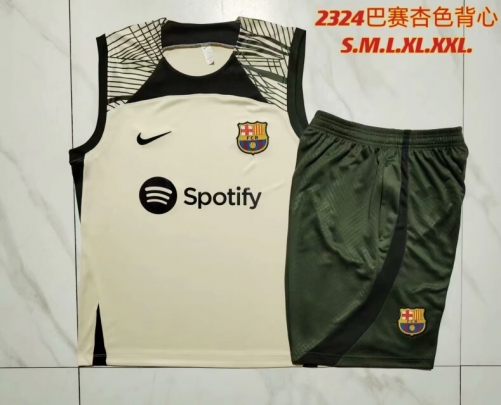 2023/24 Barcelona Light Yellow Shorts-Sleeve Thailand Soccer Uniform-815