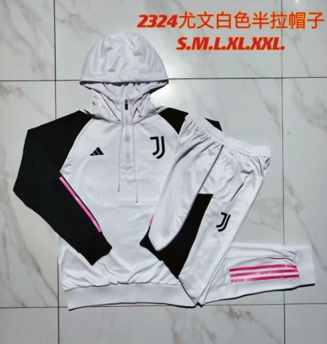 2023/24 Juventus FC White Thailand Soccer Tracksuit Uniform With Hat-815