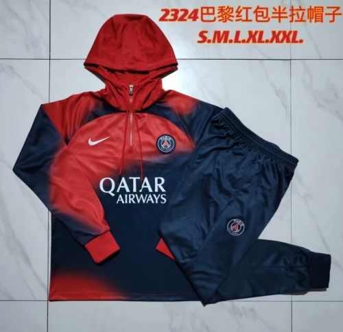 2023/24 Paris SG Red &  Blue Thailand Soccer Tracksuit Uniform Hoodies-815