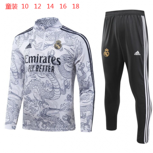 2023/24 Special Versio Real Madrid White & Gray Kids/Youth Soccer Tracksuit Uniform-GDP/815
