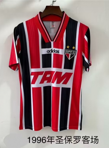 1996 Retro Version São Paulo FC Away Red & Black Thailand Soccer Jersey AAA-709