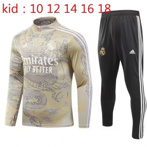 2023/24 Special Versio Real Madrid Yellow Kids/Youth Soccer Tracksuit Uniform-GDP
