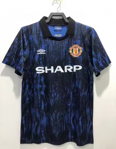 1993 Retro Version Manchester United Away Black & Blue Thailand Soccer Jersey AAA-811