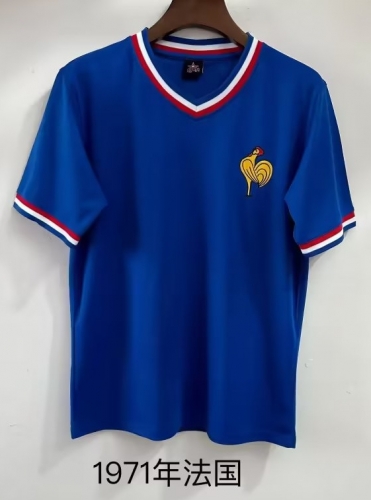 1971 Retro Version France Blue Thailand Soccer Jersey AAA-709