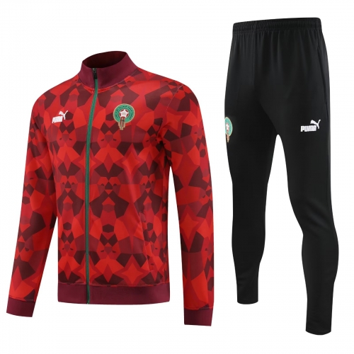 2023/24 Morocco Red Soccer Jacket Uniform-PO