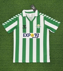 1988-89 Retro Version Real Betis Home White and Green Thailand Soccer Jersey AAA-320/503/811