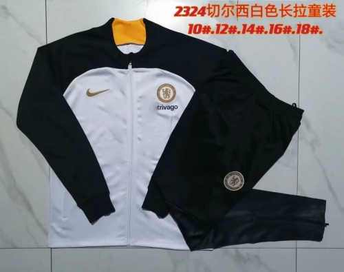 2023/24 Chelsea White & Black Youth/Kids Soccer Jacket Uniform-815