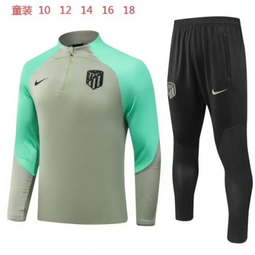 2023 Atletico Madrid Dark Green Kids/Youth Soccer Tracksuit Uniform-GDP;