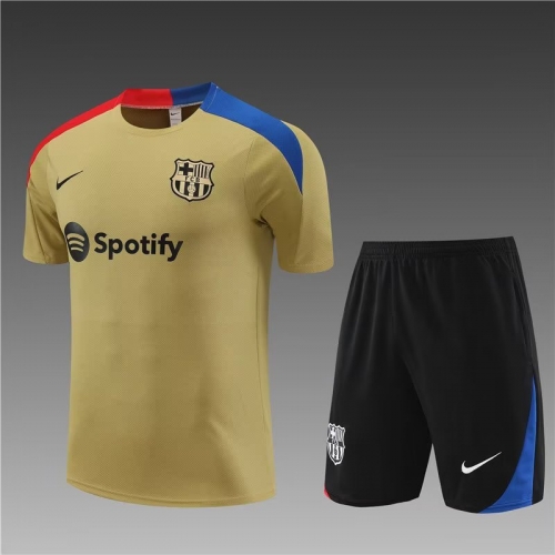 2023/24 Barcelona Dark Yellow Shorts-Sleeve Thailand Soccer Uniform-801