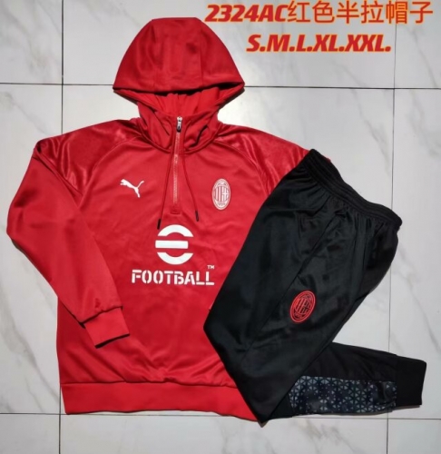 2023/24 AC milan Red Tracksuit Uniform With Hat-815
