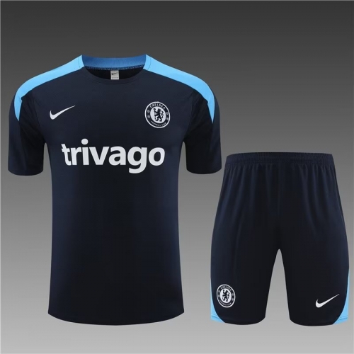 2023/24 Chelsea Royal Blue Shorts-sleeve Thailand Soccer Tracksuit Uniform-801