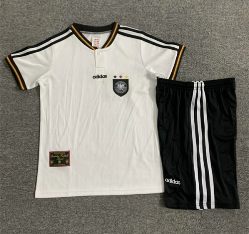 96 Retro Version Kids ermany Home White Kids/Youth Soccer Uniform-1040