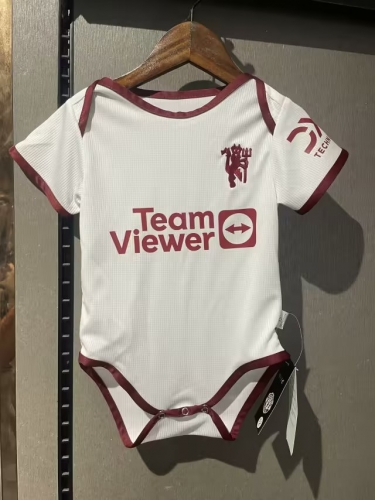 (Size 9&12) 2023/24 Manchester United Away White Baby Soccer Uniform-308