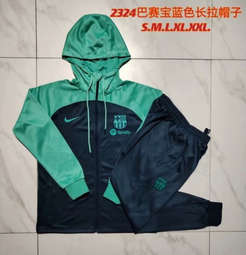 2023/24 Barcelona Blue & Green Thailand Soccer Jacket Uniform With Hat-815