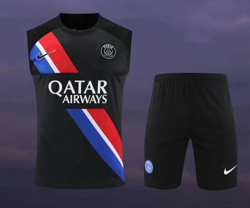 2023/24 Paris SG Black Thailand Soccer Training Vest Uniform-418
