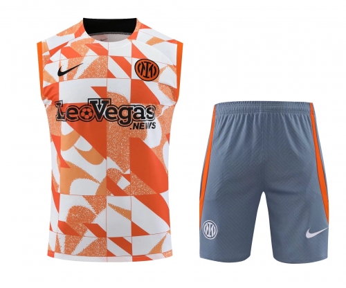 2023/24 Inter Milan Orange Thailand Soccer Training Vest Uniform-418