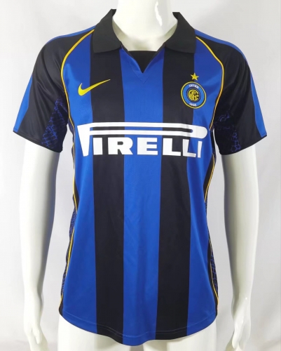 0102 Retro Version Inter Milan Home Blue & Black Thailand Soccer Jersey AAA-522/503