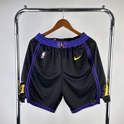 2024 City Version Los Angeles Lakers NBA Black Shorts-311