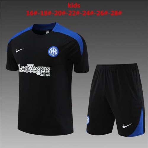 2023/24 Inter Milan Black Shorts-Sleeve Kids/Youth Tracksuit Uniform-801