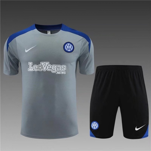 2023/24 Inter Milan Gray Shorts-SleeveThailand Soccer Tracksuit Uniform-801