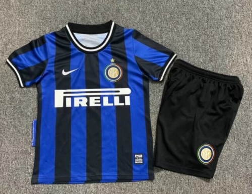 09-10 Retro Version Inter Milan Home Black and Bule Kids/Youth Soccer Uniform-1040/123