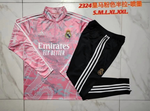 2023/24 Special Real Madrid Pink Soccer Tracksuit Uniform-815