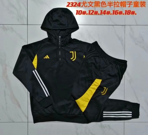 2023/24 Juventus Black Kids/Youth Soccer Tracksuit Uniform With Hat-815