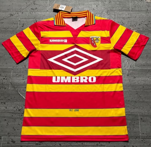 97-98 RC Lens Home Yellow & Red Thailand Soccer Jersey AAA-JM