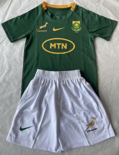 Kids 2021/2022 South Africa Home Green Thailand Rugby Uniform-805