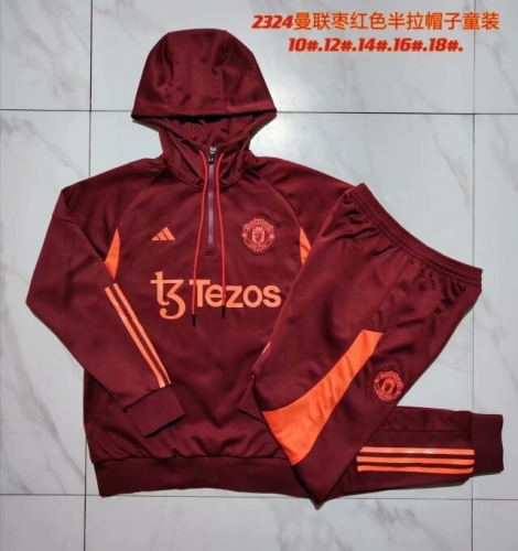Kids 2023/24 Manchester United Maroon Kids/Youth Thailand Tracksuit Uniform With-815