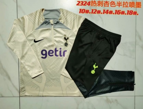 2023/24 Tottenham Hotspur Apricot Kids/Youth Soccer Tracksuit Uniform-815