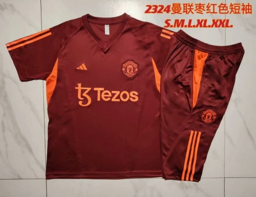 2023/24 Manchester United Red Shorts-Sleeve Thailand Tracksuit Uniform-815