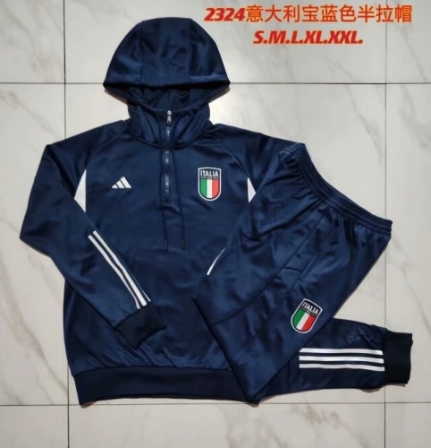 2023/24 Italy Royal Blue Soccer Tracksuit Uniform Hoodies-815