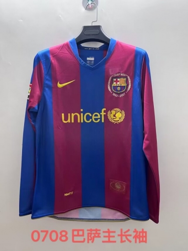 07-08 Retro Version Barcelona Red & Blue Thailand LS Soccer Jersey AAA-SL/509