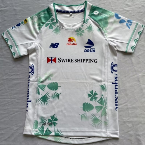 Kids 2024 Fiji Home White Rugby Shirts-805