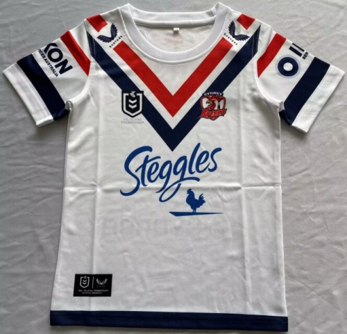 2024 Kids Version Rooster Away White Thailand Rugby Shirts-805