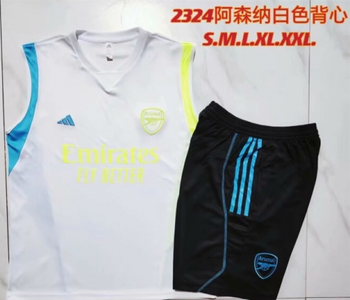 2023/24 Arsenal White Shorts-Sleeve Soccer Tracksuit Uniform-815